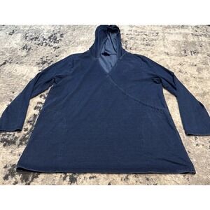 J Jill Pure Jill Womens Blue Lyocell Blend Pullover Hoodie Shirt Sz Large